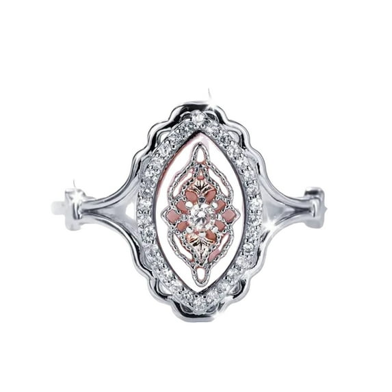 HengDidi Vintage Lace Design Ring - 14K Gold Plated Zirconia Jewelry for Women, Elegant Floral Inspired Ring Available in US Sizes 6-10