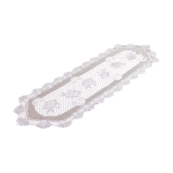 HengDidi White Hollow Lace Table Runner Placemat Decor - Festive Dining Table Cloth Easy Clean Polyester Home Gathering Decoration