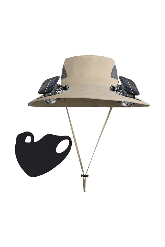 Wide Brim Solar Fan Hat with Face Shield - Adjustable Speed Ventilation Sun Hat for Men - Solar Powered and USB Rechargeable Outdoor Cap for Fishing, Gardening, and Sun Protection