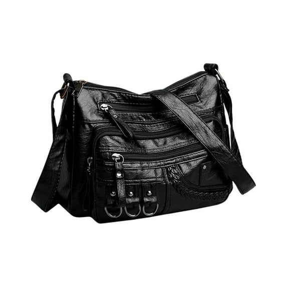 HengDidi Women’s Faux Leather Crossbody Bag with Multi-Zip Pockets | Spacious Lightweight Purse for Daily Use Casual Travel Work Essentials