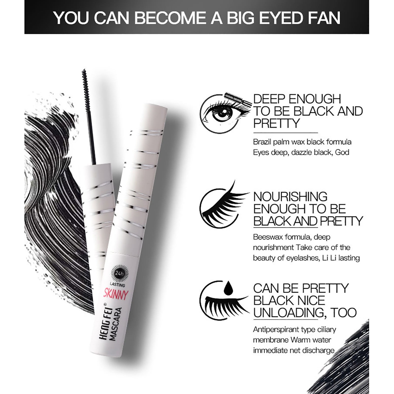 HengFei With Curling Thick And Elongated Thin Brush Head Base Makeup