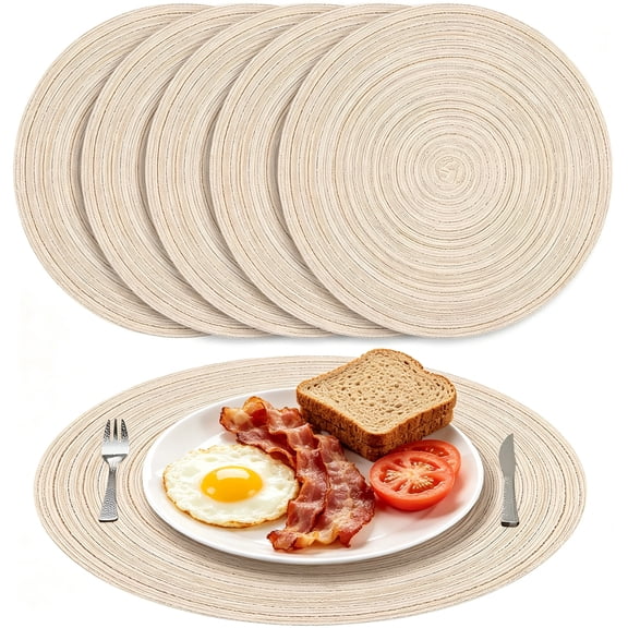 Tripumer 15 Inch Round Placemats Set of 6, Heat Resistant Washable Farmhouse Table Mats