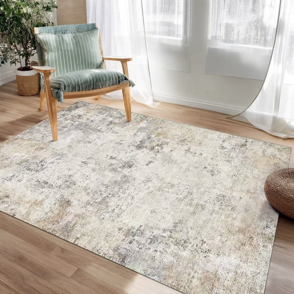Tripumer 3'x5' Distressed Abstract Area Rug Soft Machine Washable Non Slip Carpet for Living Room Home Decor