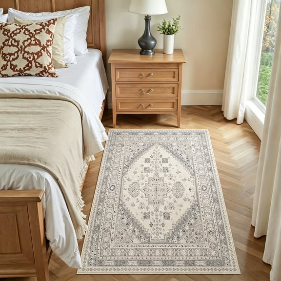 Tripumer Area Rug 3'x5' Distressed Persian Soft Machine Washable Non Slip for Living Room Bedroom