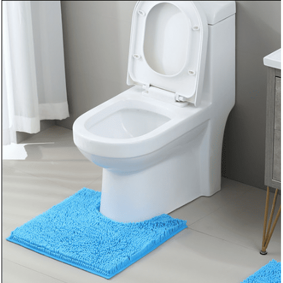 Hengbo Chenille U-Shaped Mat Toilet Counter Rug 20 x 20 inch Bathroom Rug Bathroom Mat Extra Soft Bathroom Rugs Bathroom Water Absorbent Machine Washable Blue