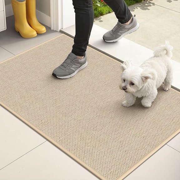 Hengbo Doormat 18x30 Inch Linen Weave Absorbent Non Slip Washable Floor Mat for Indoor Entryway Bathroom Kitchen