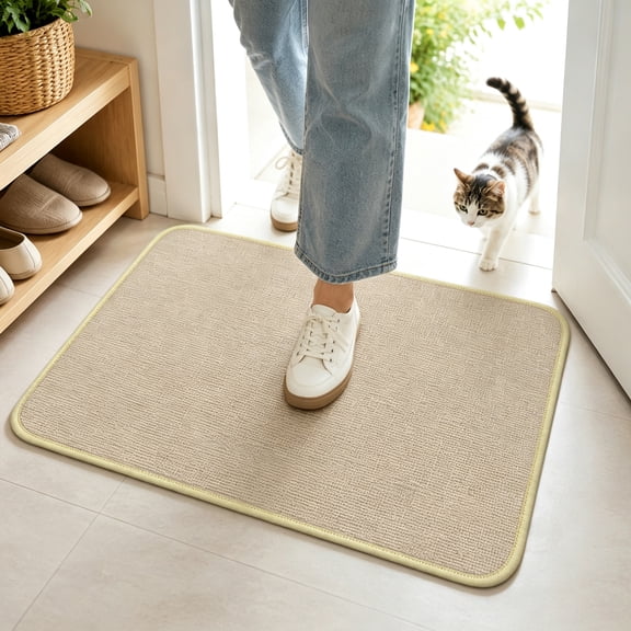 Tripumer Doormat 18x30 Inch Linen Weave Absorbent Non Slip Washable Floor Mat for Indoor Entryway Bathroom Kitchen