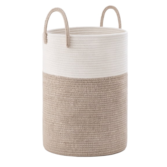 Tripumer Laundry Basket, 58L Cotton Rope Woven Laundry Hamper with Handles, Large Storage Basket for Clothes and Blankets