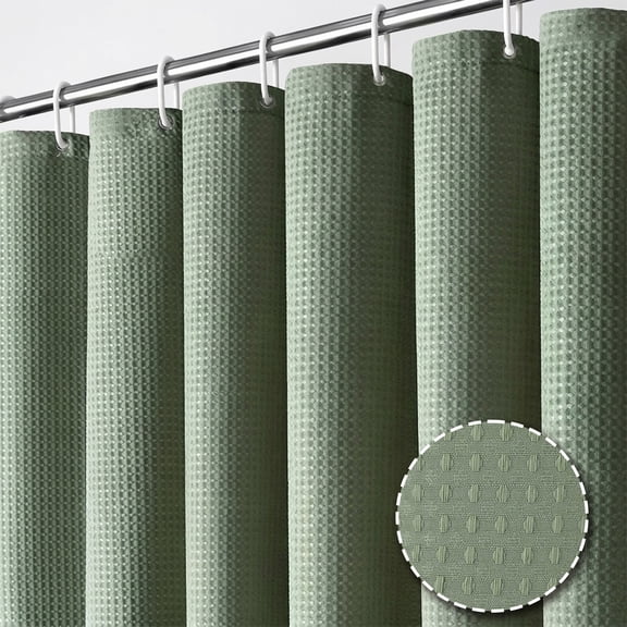 Tripumer Waffle Weave Shower Curtain Sage Green 72x72 Inch 230GSM Heavy Duty Waterproof Bathroom Curtain