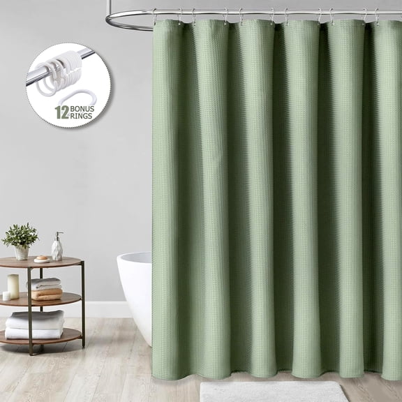 Tripumer Waffle Weave Shower Curtain Sage Green 72x72 Inch 230GSM Heavy Duty Waterproof Bathroom Curtain