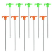 Hengguang 10 Pcs Tent Stakes, 7.87 Inch Heavy Duty Steel Metal Tent Pegs, Unbreakable and Inflexible Metal Stakes, Tent Spikes for Camping Patio, Garden, Canopies, Grassland, Outdoor