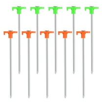 Hengguang 10 Pcs Tent Stakes, 7.87 Inch Heavy Duty Steel Metal Tent Pegs, Unbreakable and Inflexible Metal Stakes, Tent Spikes for Camping Patio, Garden, Canopies, Grassland, Outdoor