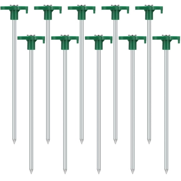 Hengguang 10 Pcs Tent Stakes, 7.87 Inch Heavy Duty Steel Metal Tent Pegs, Unbreakable and Inflexible Metal Stakes, Tent Spikes for Camping Patio, Garden, Canopies, Grassland, Outdoor