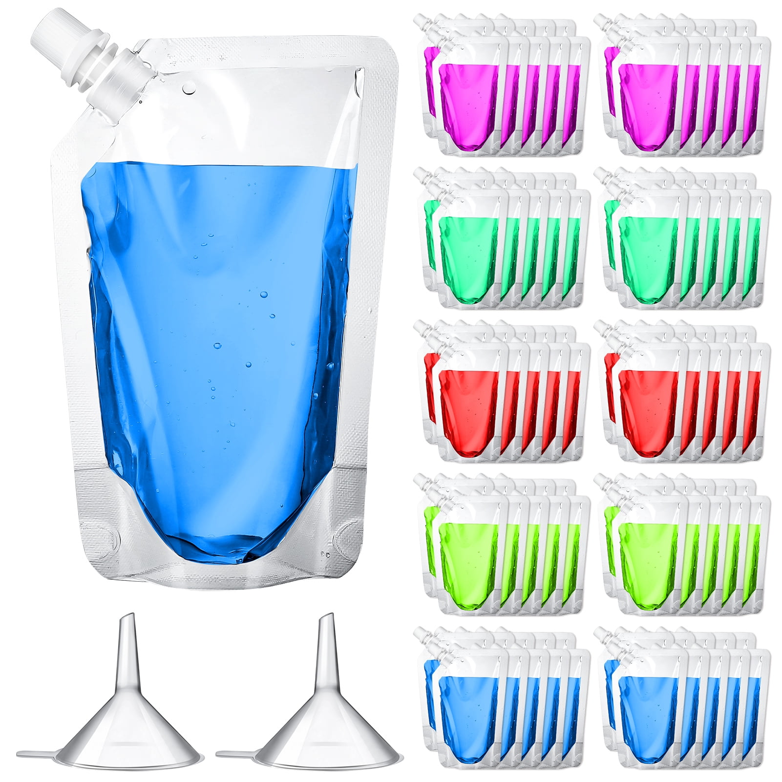 Hengguang 100Pcs Plastic Flasks, 8 oz Plastic Flasks Drink Pouches for Adults Concealable