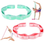 Hengguang 2 PCS Stretch Bands for Kids, 33 Inches Dance Elastic Exercise Bands with 8 Loops, Gymnastics Stretching Strap for Children, Kids' Ballet Resistance Bands, Physical Therapy Bands, Ages 5+