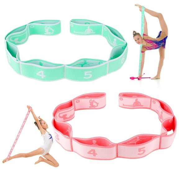 Hengguang 2 PCS Stretch Bands for Kids, 33 Inches Dance Elastic Exercise Bands with 8 Loops, Gymnastics Stretching Strap for Children, Kids' Ballet Resistance Bands, Physical Therapy Bands, Ages 5+