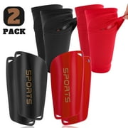 Hengguang 2 Pairs Soccer Shin Guards for Kids, Shin Pads and Shin Guard Sleeves for 5-15 Years Old Boys and Girls for Football Games, EVA Cushion Protection Reduce Shocks and Injuries(Red)(Red)