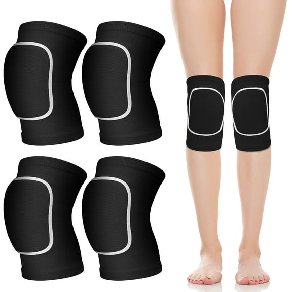 Hengguang 2 Pairs Volleyball Knee Pad for Women Men, Soft Elastic Breathable Knee Brace, Padded Sponge Knee Protector for Volleyball Dance Running Skating Basketball  Football Sports