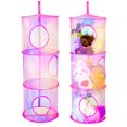 Hengguang 2 Pcs Hanging Mesh Storage Net, 3 Tier Compartments Foldable Soft Toy Storage Basket