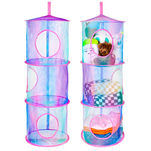Hengguang 2 Pcs Hanging Mesh Storage Net, 3 Tier Compartments Foldable