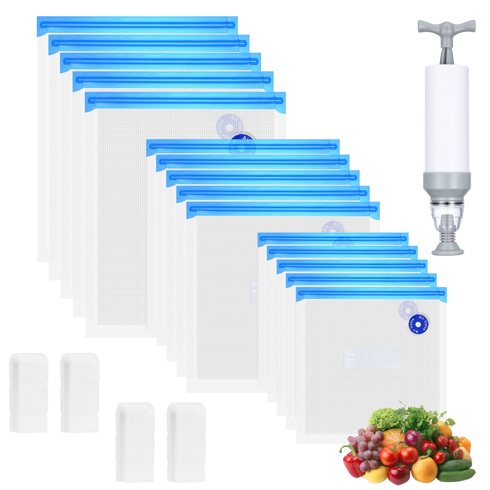 Hengguang 20Pcs Sous Vide Bags, Reusable Vacuum Food Storage Bags with