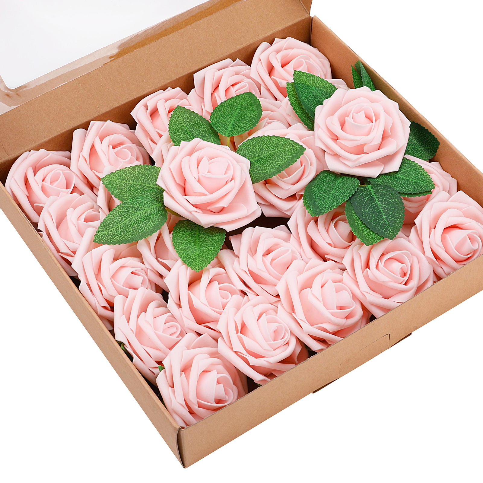 FGY 25 Pcs Artificial Rose Flowers Fake Rose with Stems Real Looking