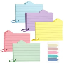 Hengguang 250Pcs Colorful Index Cards with 5 Tag Cards and 5 Ring, Cloud Style Coil Spiral Ruled Index Cards for Studying, Learning, School, College