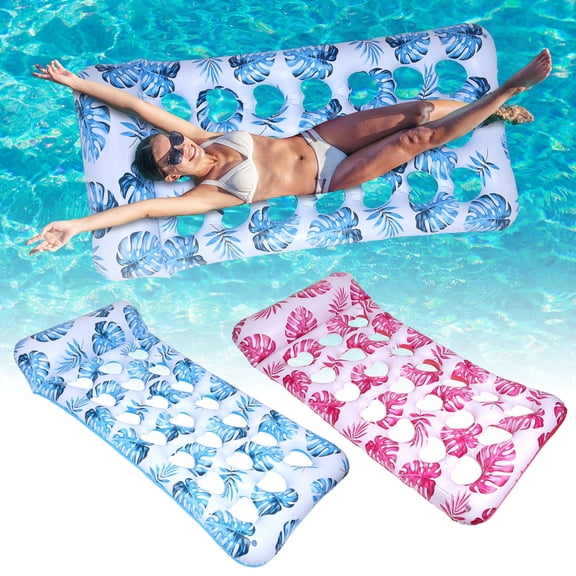 Hengguang 2Packs Inflatable Pool Float Lounger, 70" x 36" Pool Floaties Sun Tanning Bed Float with Headrest for Adults, Floating Mat Pool Lounge Raft Floaty for Swimming Pool Party Cool Water Fu