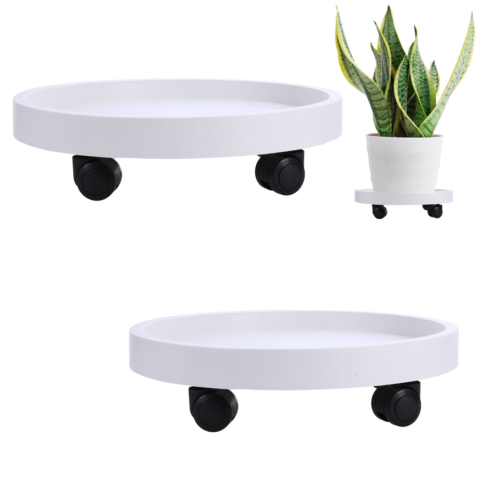 Hengguang 2Pcs 14 inch Plant Caddy with Wheels, Load Capacity 300 lbs Large  Heavy Pot Trolley, Rolling Plant Stands, Potted Flower Mover Dolly with ...