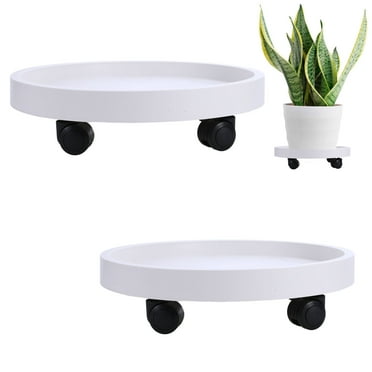 Hengguang 2Pcs 14 inch Plant Caddy with Wheels, Load Capacity 300 lbs Large Heavy  Pot Trolley, Rolling Plant Stands, Potted Flower Mover Dolly with Casters for Indoor Outdoor(white)
