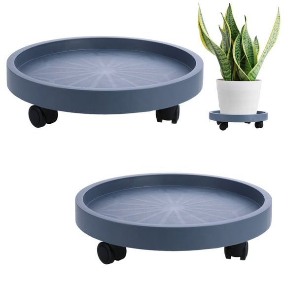 Hengguang 2Pcs 14 inch Plant Caddy with Wheels, Load Capacity 300 lbs Large Heavy Pot Trolley, Rolling Plant Stands, Potted Flower Mover Dolly with Casters for Indoor Outdoor(grey)