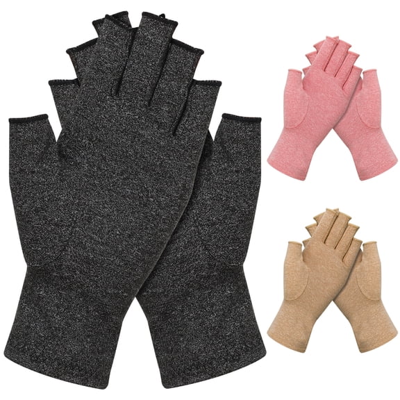 Hengguang 3 Pairs Compression and Arthritis Gloves for Women Men, Fingerless for Typing, Daily Work, Breathable Hand Support with Open Fingers