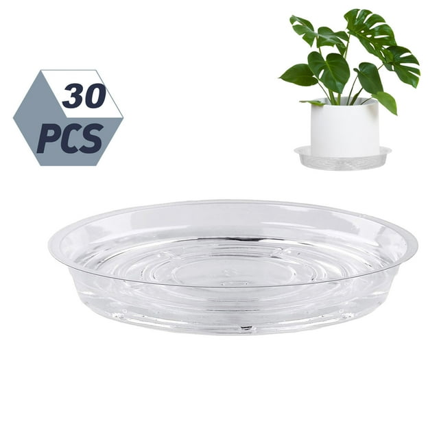 Hengguang 30 Pcs Clear Plant Saucer, 6 inch Durable Thickened Plastic