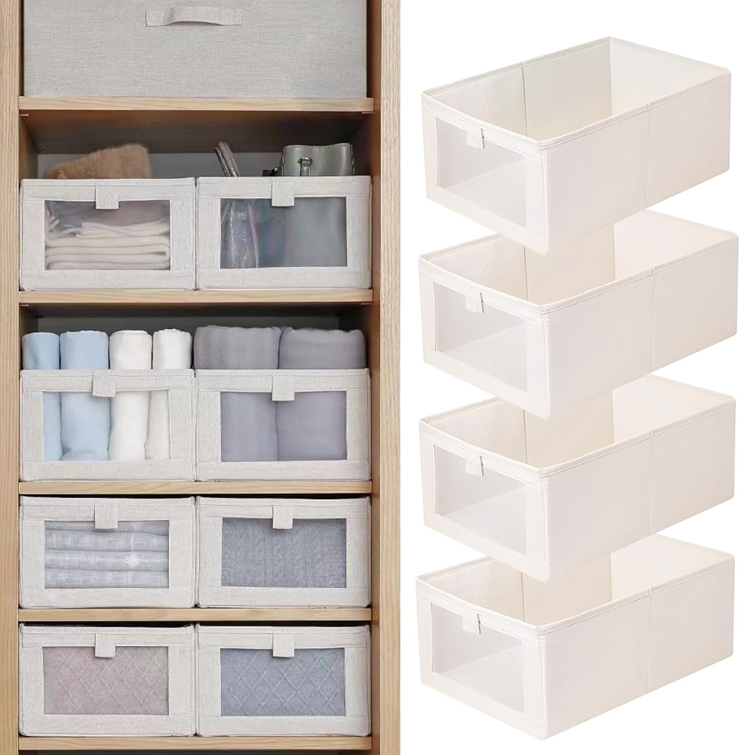 Hengguang Plastic Storage Bins 16x11x7 Inches Foldable Closet