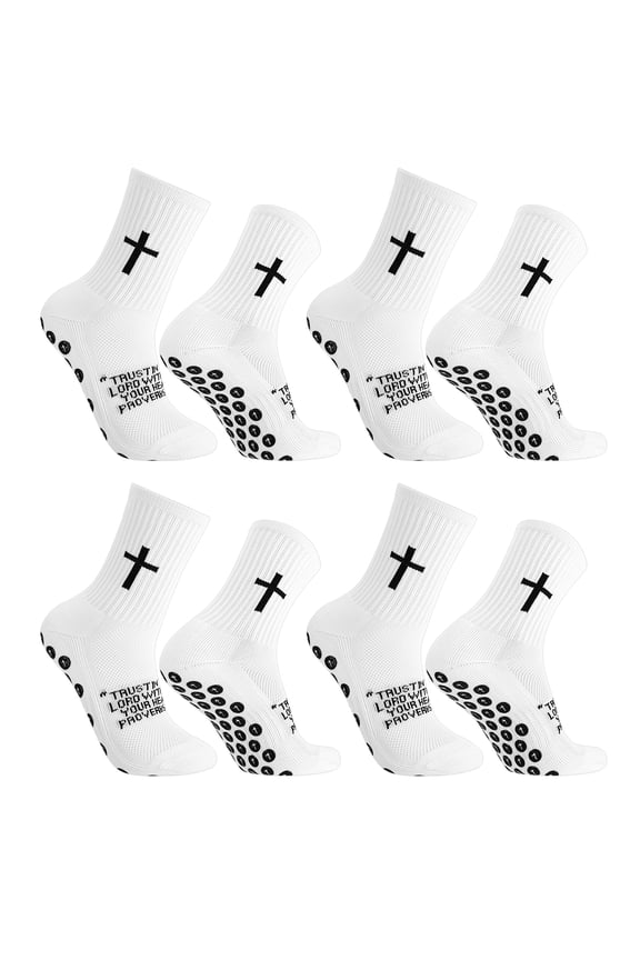 4 Pairs Cross Grip Soccer Socks for US 7-11, Anti Slip Socks, Sports Sock for Training