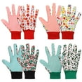 thumbnail image 1 of Hengguang 4 Pairs Gardening Gloves for Women, Floral Gardening Gloves for Ladies Women, Garden Gloves with Non-Slip Dots, Elastic Cuffs for Yard, Fishing, Weeding, 1 of 8