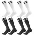 thumbnail image 1 of Hengguang 4 Pairs Kids Over Knee Soccer Socks, Boys Soccer Socks for Children Aged 5-12 to Playing Sports, 1 of 7