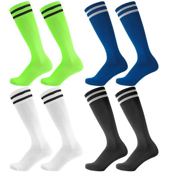 Hengguang 4 Pairs Kids Over Knee Soccer Socks, Boys Soccer Socks for Children Aged 5-12 to Playing Sports