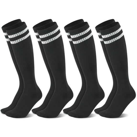 Hengguang 4 Pairs Kids Soccer Socks, Over Knee Boys Soccer Socks for Children Aged 5-12 to Playing Sports
