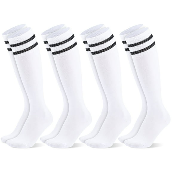 Hengguang 4 Pairs Kids Soccer Socks, Over Knee Boys Soccer Socks for Children Aged 5-12 to Playing Sports