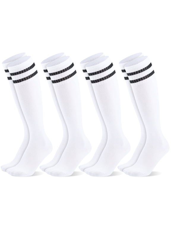 4 Pairs Kids Soccer Socks, Over Knee Boys Soccer Socks for Children Aged 5-12 to Playing Sports