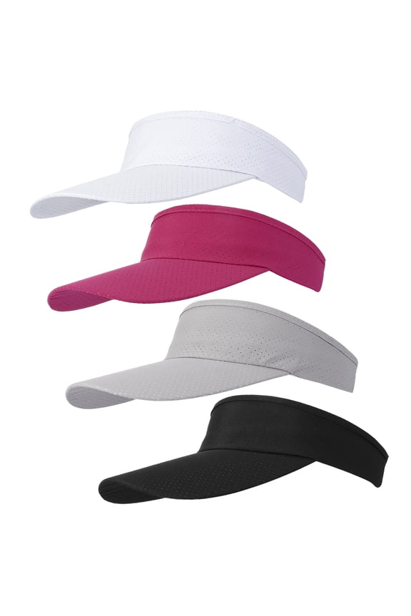 4Pack Sports Sun Visor Hats for Men & Women, UV Protection Adjustable Quick-Dry Golf Cap for Summer, Beach, Tennis, Outdoor Activities, Unisex Sun Hat with Sweatband