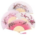 thumbnail image 1 of Hengguang 4Pcs Handheld Folding Fan, Line Dancing Fans, Oriental Folding Fan for Ladies, Floral Pattern Hand Held Fans Silk Fans with Tassel, Hollowed Hand Holding Fans for Women, 1 of 7