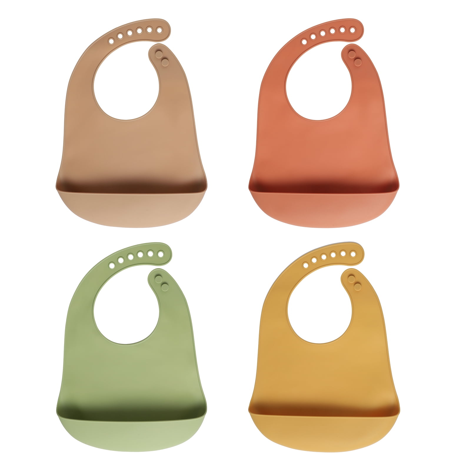Hengguang 4Pcs Silicone Baby Bibs, Soft Waterproof Feeding Bibs with Food Catcher Pocket, BPA
