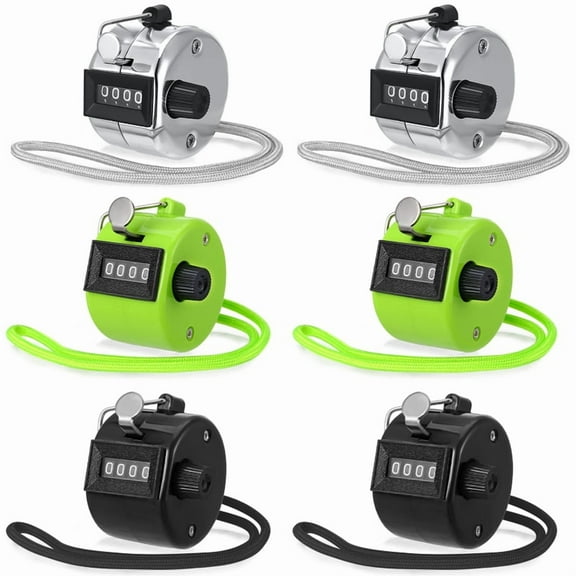 Hengguang 6 Pack Clicker Counter, Metal Hand Tally Counter Clicker, 4 Digit Mechanical Palm Click Counter for Counting Numbers, Coaching, Sports Events Golf and Row Counter