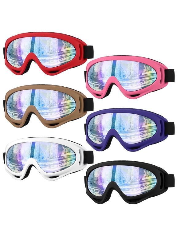 6 Pack Ski Goggles for Men Women, Motorcycle Goggles in 6 Colors, Snowboard Snow Goggles for Adult Youth, Multi-Purpose Goggles for Snowboarding Mountaineering Bungee Jumping