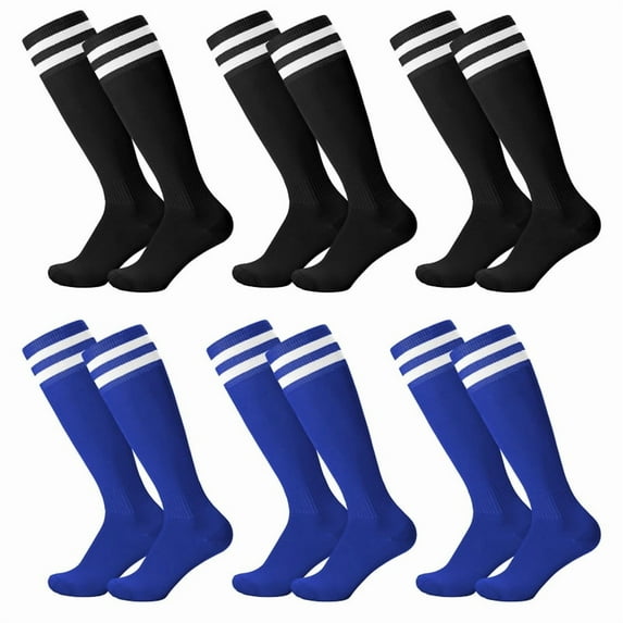 Hengguang 6 Pairs Kids Football Socks - Breathable Soccer Socks for Boys & Girls (Ages 8-12), Youth Sports Socks for Running, Training, Rugby, Hockey