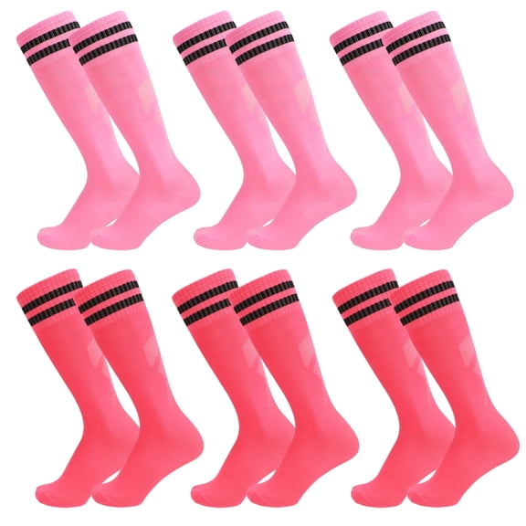 Hengguang 6 Pairs Kids Football Socks - Breathable Soccer Socks for Boys & Girls (Ages 8-12), Youth Sports Socks for Running, Training, Rugby, Hockey