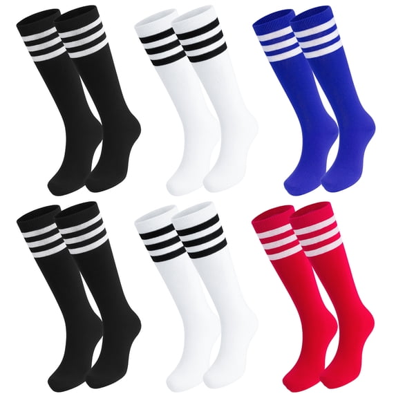 Hengguang 6 Pairs Kids Soccer Socks, Kids Breathable Baseball Socks for Boys & Girls, Youth Sports Socks for Running, Training, Rugby, Hockey