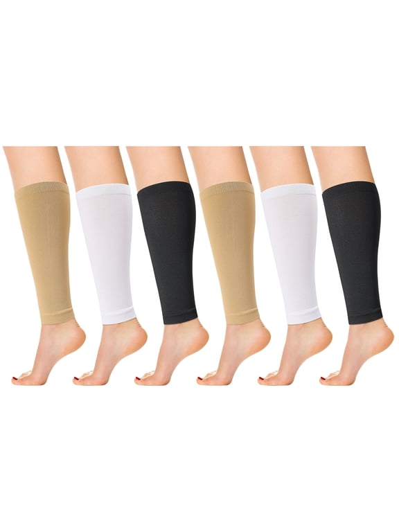 6 Pairs L/XL Calf Compression Sleeve, 2030 mmHg Footless Compression Socks for Men Women, Knee High Compression Leg Sleeve for Sport Travel Pregnancy Nurse